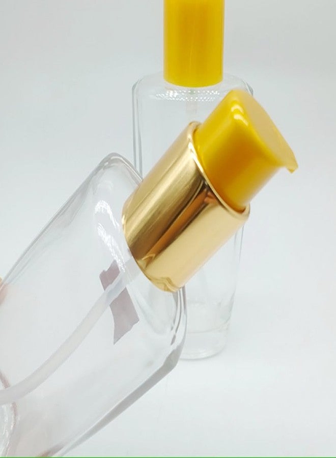 Elandy 2Pcs 100ml/3.4oz Empty Clear Glass Lotion Pump Bottle with Gold Pump Top Portable Essential Oil Pump Dispensers Jars Vials Hair Conditioner Container for Makeup Emulsion Toner - Image 5