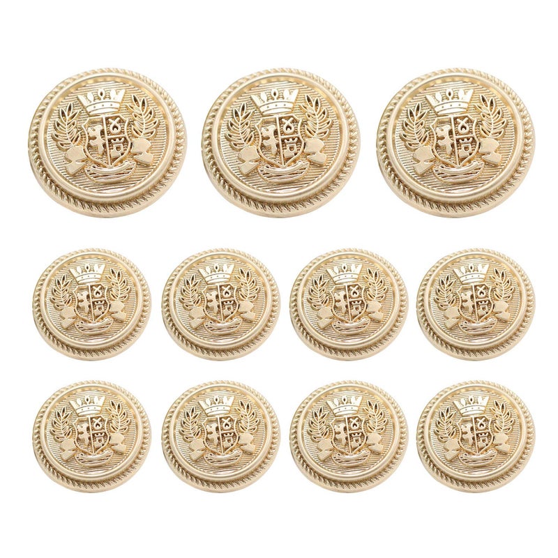 Grekywin Grekywin HighGrade British Style Metal Buttons for Coat Blazer Suits Uniform Jacket etc Crown Style Frosted Gold