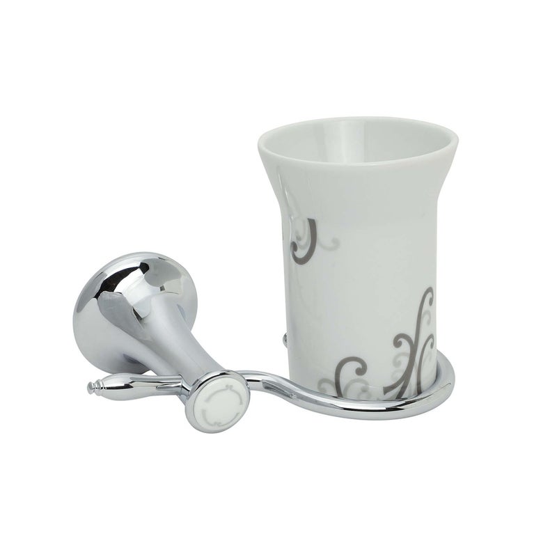 Bold Victoria Wall-Mounted Tumbler Holder – Elegant Bathroom Accessory Made of Glass and Brass with Chrome Finish – Space-Saving Design – 1-Year Warranty - Image 2