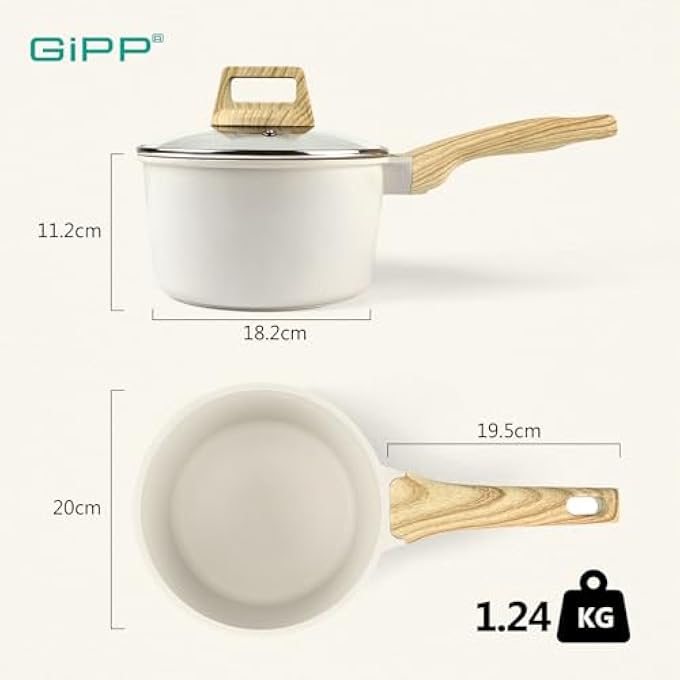 GIPP Nonstick Sauce Pan With Lid  Non Stick Saucepan Cooking Pot With StayCool Handle Small Kitchen Pots Granite Sauce Pot Induction Compatible Pfoa Free White 36Qt - Image 2