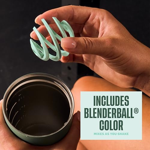 BlenderBottle بلندر بوتل 2 في 1 زجاجة شاي معزولة من الفولاذ المقاوم للصدأ، غطاء مانع للتسرب، قشة، بلندر بول، خالية من BPA، لشيكات البروتين، العصائر، وما قبل التمرين، 24 أونصة، أخضر (زجاج البحر) - Image 3