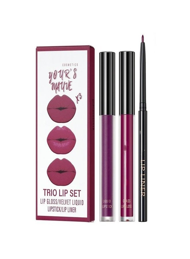 Nema NM Nema 3 In 1 Lip Gloss Set With Matte Lipstick,Moisturizing Lip Gloss And 2mm Lip Liner - Your's Mauve - Image 5