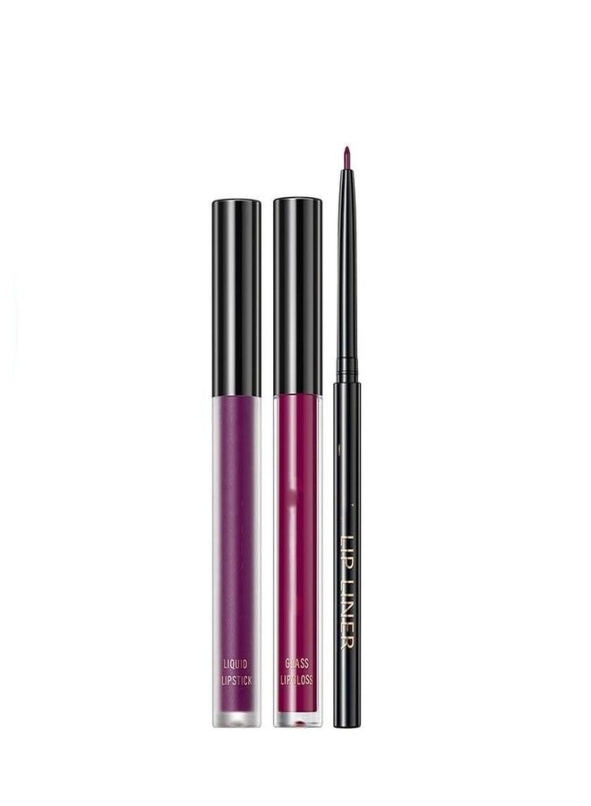 Nema NM Nema 3 In 1 Lip Gloss Set With Matte Lipstick,Moisturizing Lip Gloss And 2mm Lip Liner - Your's Mauve - Image 2