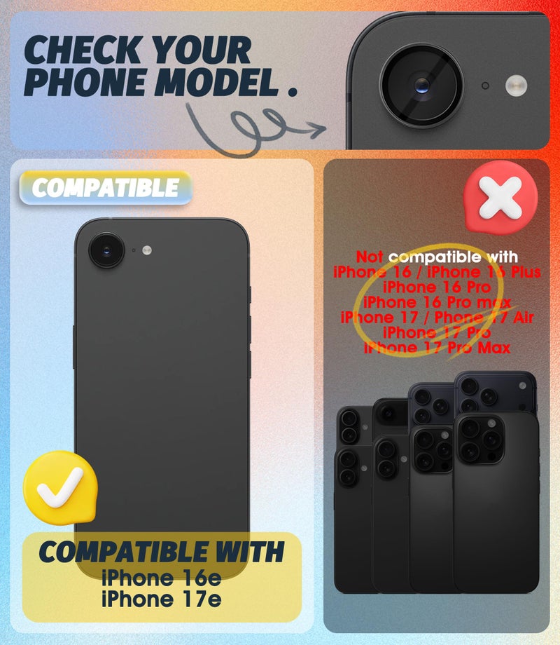 Orzero 3 Pack Camera Lens Protector for iPhone 17e / iPhone 16e, [EZ Install] [Case-Friendly] 9H Tempered Glass CD Pattern Lens Cover, Military-Grade Shockproof, HD Clarity Anti-Glare, Black - Image 2
