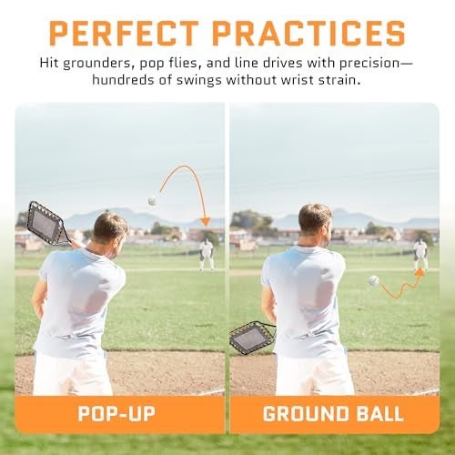 ACELETIQS Fungo Racket Fugo Bat Baseball Racket Training Equipment | 1lb Extreme Lightweight Baseball and Softball Training Equipment | Perfect Parent/Coach Accesories (Bungee Netting) - Image 3