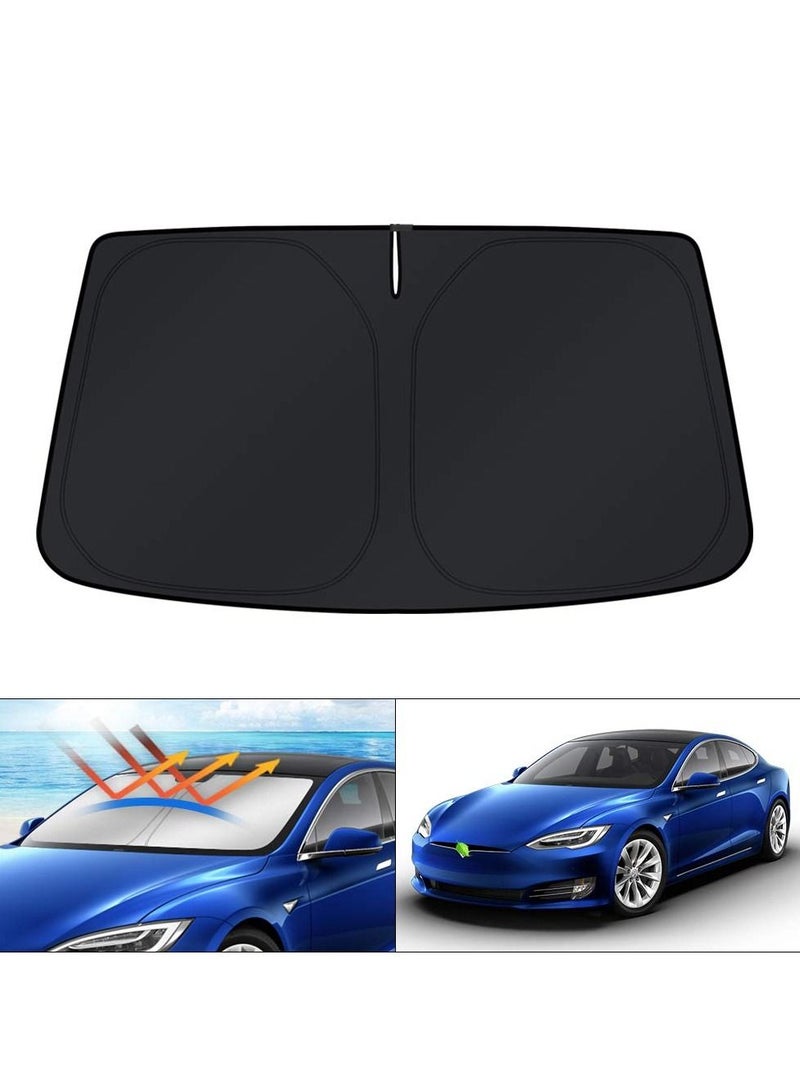 Windshield Sun Shade for Tesla Model 3 2016-2022, Sunshade Window Shade Foldable Blocks UV Rays Keep Your Car Cooler, Design for Tesla Accessories