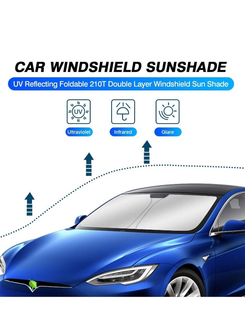 Windshield Sun Shade for Tesla Model 3 2016-2022, Sunshade Window Shade Foldable Blocks UV Rays Keep Your Car Cooler, Design for Tesla Accessories