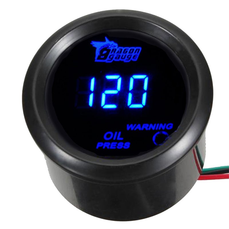 ESUPPORT Car 2" 52mm Digital Oil Press Pressure Gauge Blue LED - Image 1