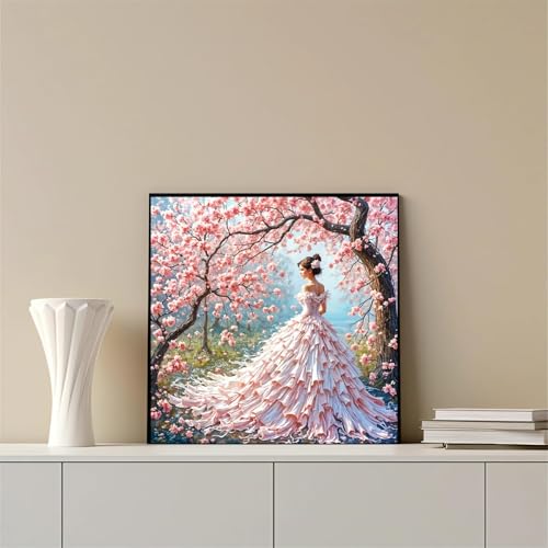 MOMDEDP Beauty Diamond Art Painting Kits for Adults - Full Drill Girl Diamond Dots Paintings for Beginners, Round 5D Paint with Diamonds Pictures Gem Art Painting Kits DIY Adult Crafts Kits 12x12inch - Image 2