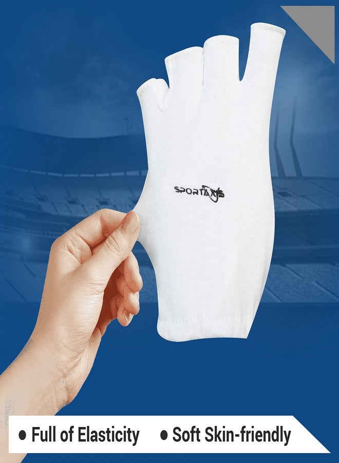 SPORTAXIS قفازات الكريكيت الداخلية من سبورتاكسيس، مصنوعة من القطن الخالص 100% - للضرب وحراسة المرمى | مريحة، جيدة التهوية، متينة | تغطية كاملة لليد | خفيفة الوزن | أبيض - Image 5