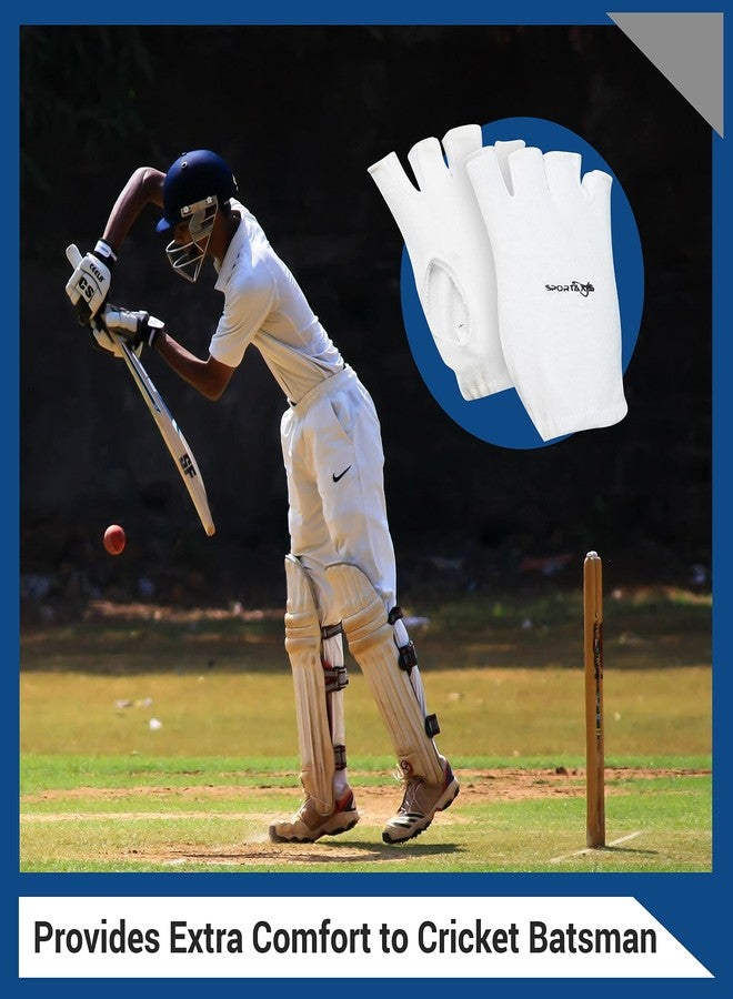 SPORTAXIS قفازات الكريكيت الداخلية من سبورتاكسيس، مصنوعة من القطن الخالص 100% - للضرب وحراسة المرمى | مريحة، جيدة التهوية، متينة | تغطية كاملة لليد | خفيفة الوزن | أبيض - Image 4