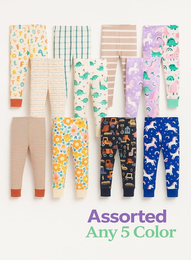TuddyBuddy Baby Girl's 100% Organic Cotton Ribbed Sleepwear Comfort Fit Pyjamas Pant Bottomwear (2 Years-3 Years, Pack of 5, Assorted) - Image 5