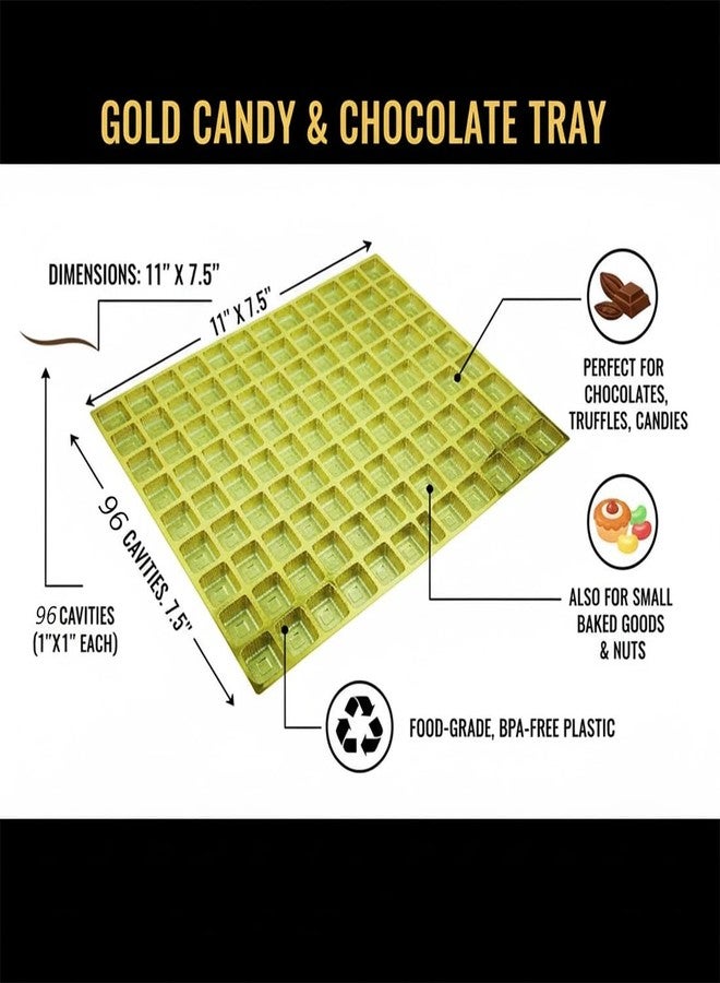 Khaana Packaging قوالب تغليف خانا، 96 قطعة، عبوة من 10 قطع | صينية شوكولاتة مجوفة، 96 قطعة | صينية بلاستيكية ذهبية فارغة لتغليف الشوكولاتة والحلويات والمخبوزات والحلويات - Image 5