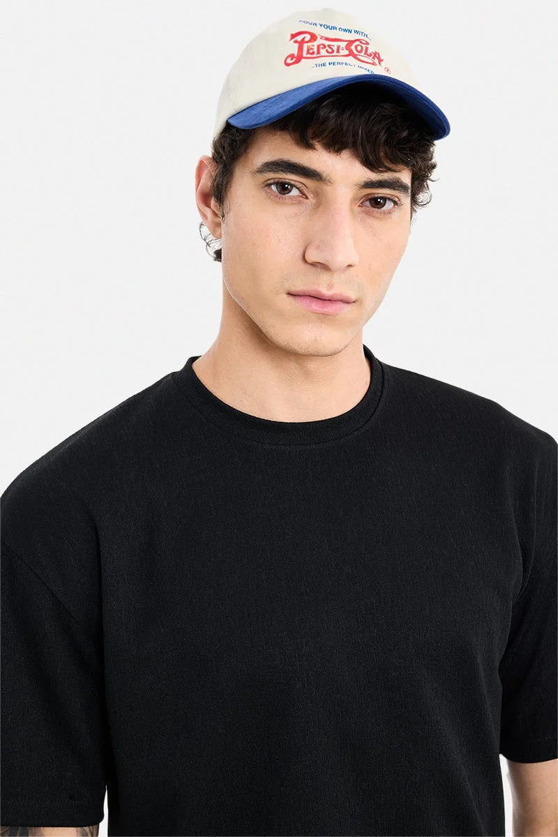 SNITCH Black Black Textured Half Sleeve Oversized T-Shirt for Men | Best Price UAE