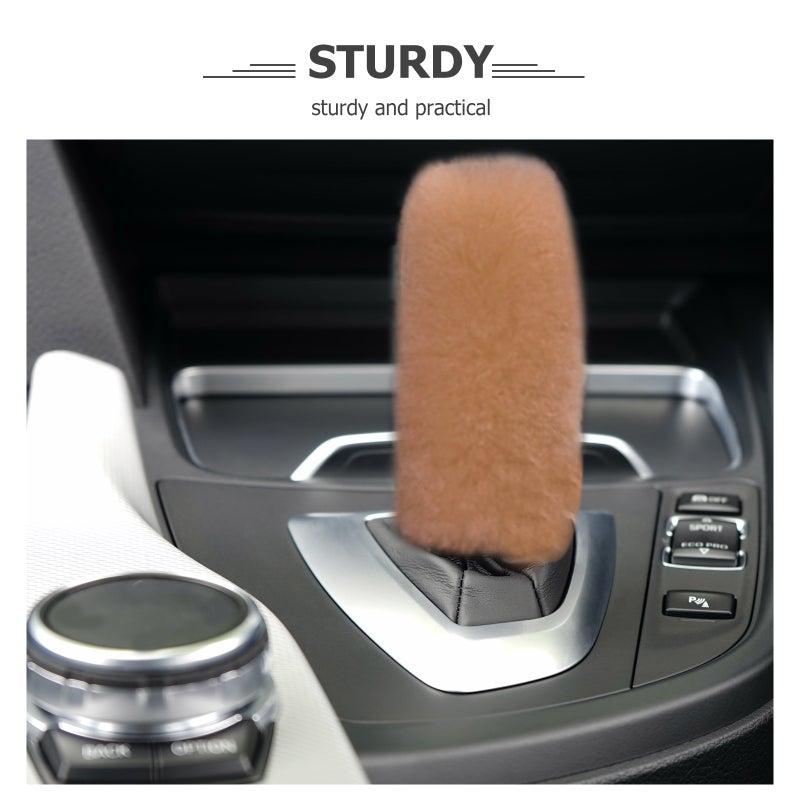1 Set Car Steering Wheel Warm Gear Shift Fuzzy Handbrake for Winter - Image 3