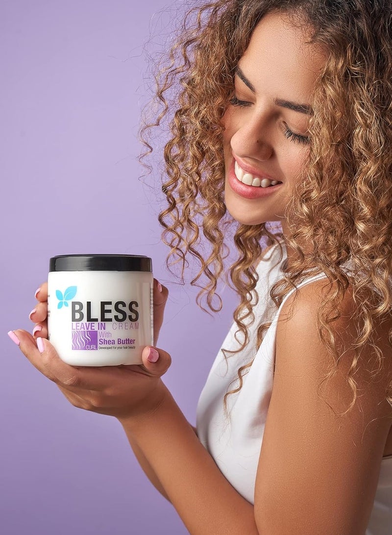 بليس كريم BLESS للشعر الكيرلي – يُترك على الشعر – بزبدة الشيا – ترطيب عميق ولمعان – 450 مل - Image 3