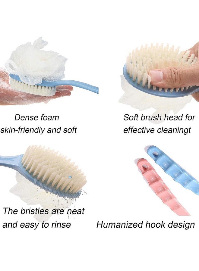 ISTORE 2 IN 1 loofah with handle back scrubber Bath Brush with Soft Comfortable Bristles And Loofah with Long handle - Double Sided Bath Brush Scrubber For Men and Women, Boys and Girls (Multi colors) - Image 5