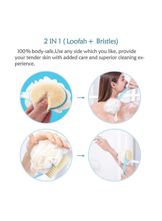 ISTORE 2 IN 1 loofah with handle back scrubber Bath Brush with Soft Comfortable Bristles And Loofah with Long handle - Double Sided Bath Brush Scrubber For Men and Women, Boys and Girls (Multi colors) - Image 4