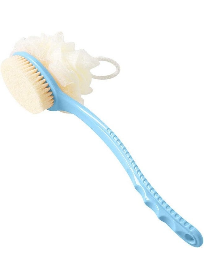 ISTORE 2 IN 1 loofah with handle back scrubber Bath Brush with Soft Comfortable Bristles And Loofah with Long handle - Double Sided Bath Brush Scrubber For Men and Women, Boys and Girls (Multi colors) - Image 1