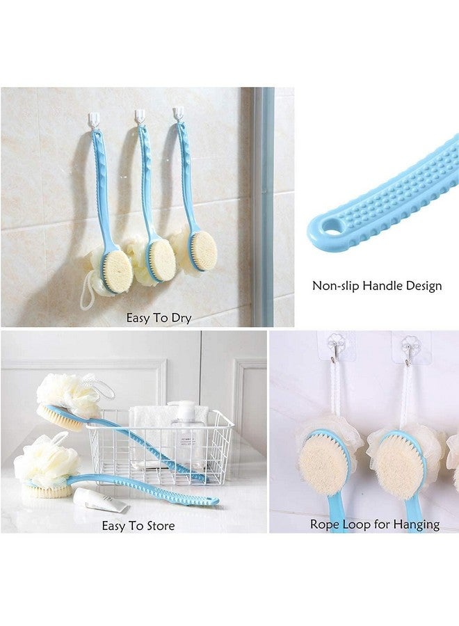 ISTORE 2 IN 1 loofah with handle back scrubber Bath Brush with Soft Comfortable Bristles And Loofah with Long handle - Double Sided Bath Brush Scrubber For Men and Women, Boys and Girls (Multi colors) - Image 3
