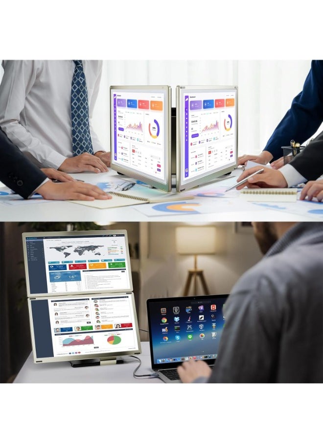 V2COM Laptop Screen Extender,15.6" Portable Triple Monitor for 13”-17.3”Laptop with IPS FHD 1080P Display, Detachable Laptop Extended Monitor Compatible with Mac, Wins, Dex, Chrome