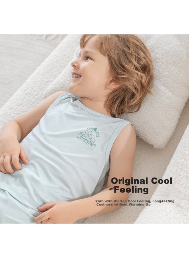 Beptides Beipesi Children's Summer Thin Silk Home Clothes Vest Set Baby New Pajamas - Image 3