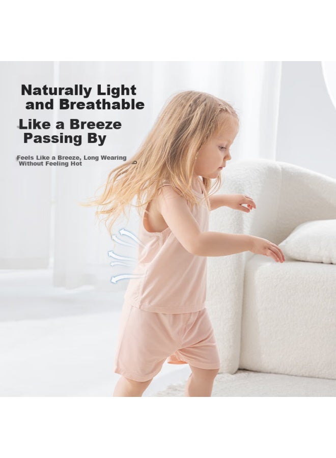 Beptides Beipesi Children's Summer Thin Silk Home Clothes Vest Set Baby New Pajamas - Image 4