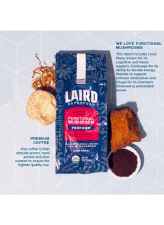 Laird Superfood Laird Superfood Peruvian Dark Roast Coffee with Functional Mushrooms, Certified Organic Peruvian Ground Coffee Beans, Gluten-Free, Dairy-Free, Non-GMO, Paleo, Keto Friendly, 12 oz. Bag  - Image 4