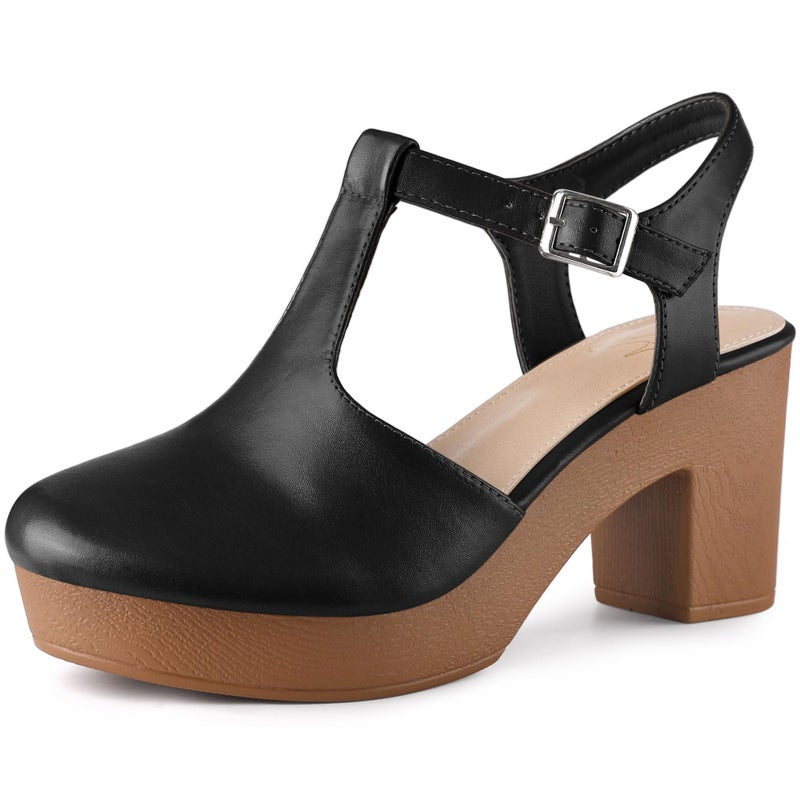 Perphy Platform TStrap Shoes Chunky Heels Black Sandals for Women 85 M US