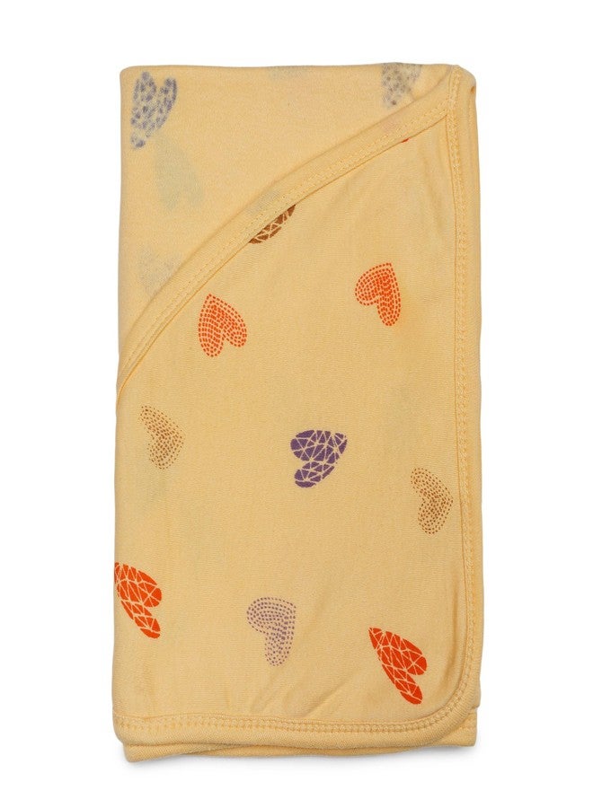 Phedarus Cotton Hosiery Printed Baby Hooded Towel/Wrapper | Big Size 75cms x 75cms | 0-2 Years | Orange | Soft and Skin Friendly - Image 1