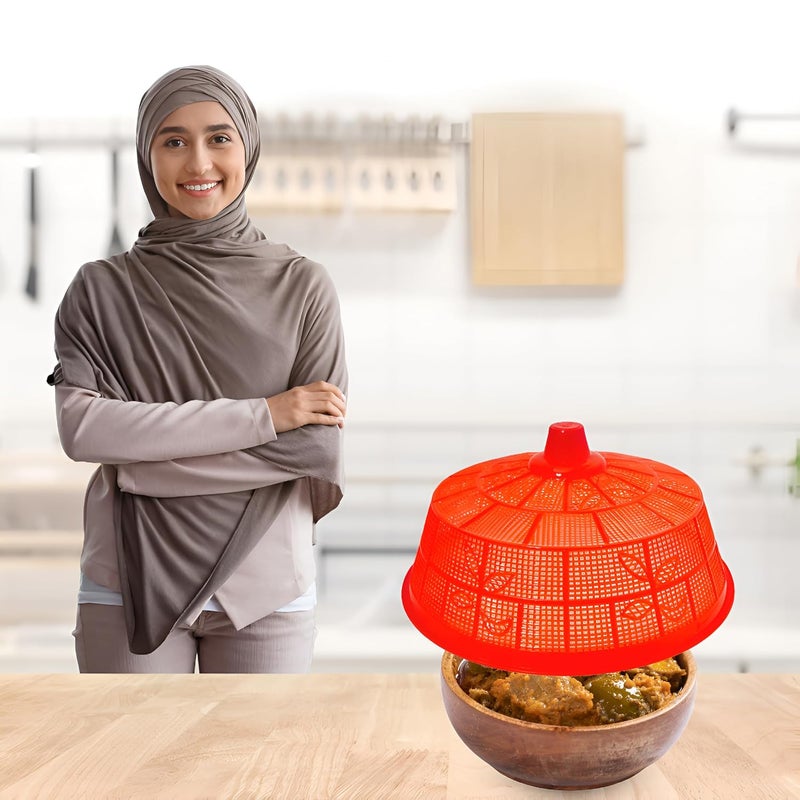 SNKM SNKM Food Cover Net Plastic Dome Big Size Round Net Kitchen Table Flies Mosquitoes Insect Proof Dining Tables Covers Fruits Vegetable Rice Cover Large 30cm12 Inch Multicolor Combo Pack of 9  - Image 2