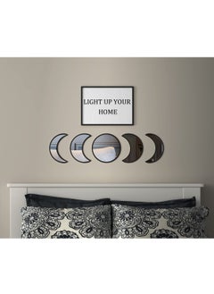 Excefore Moon Round Shape Mirror Set, 5 Piece Plastic Boho Mirrors Wall Decor, Glass Moon Phase Mirror, Northern Europe Style Decoration for Home Bedroom, Living Room  - Image 3