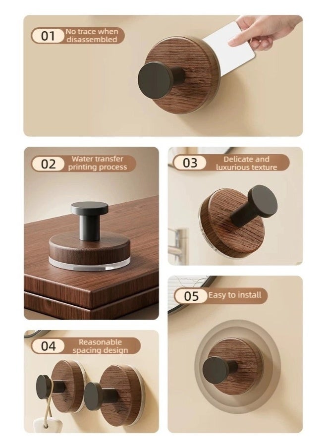 nehem 7-Piece Wood grain Wall Hooks wall hanger- Self Adhesive Hook - Without Nails Drill Free Strong Sticky Hook - Hanging Heavy Duty - for Home, Bathroom, Kitchen, Office - Image 5