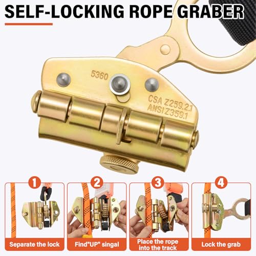 TT TRSMIMA Safety Harness Fall Protection Kit - Roofing Harnesses 50ft Safety Rope Lanyard Kit 5 Gallon Bucket Kit Roof Top Anchor Construction Work 20pcs Nails Included - Image 4