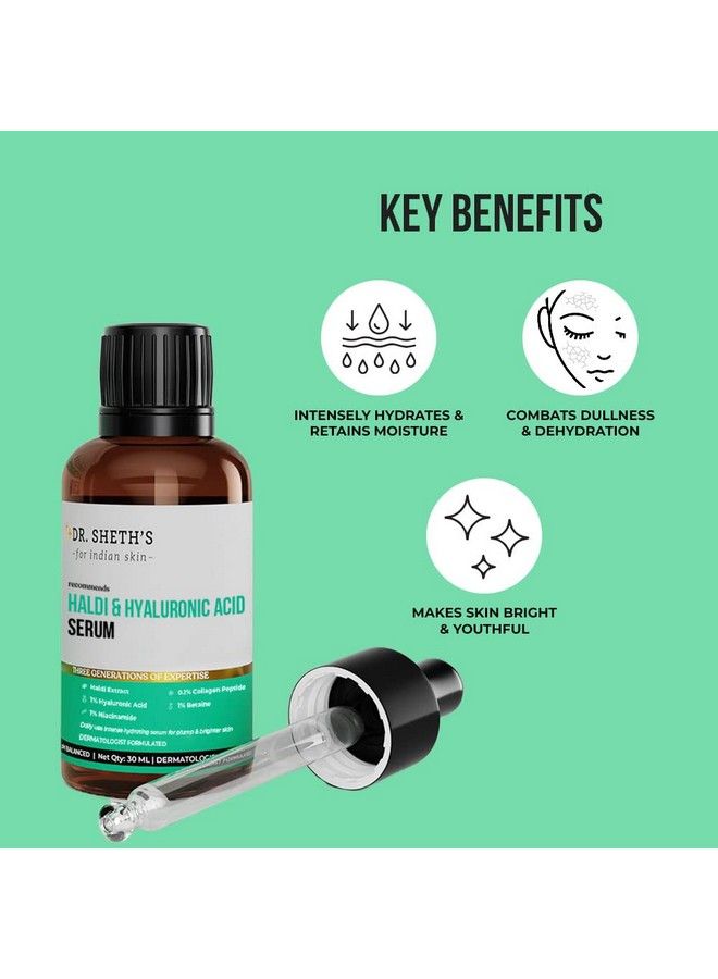 Dr. Sheth's Haldi & Hyaluronic Acid Face Serum For Intense Hydration Plump & Bouncy Skin; For Normal Dry & Oily Skin; For Women & Men; 30 Ml - Image 3