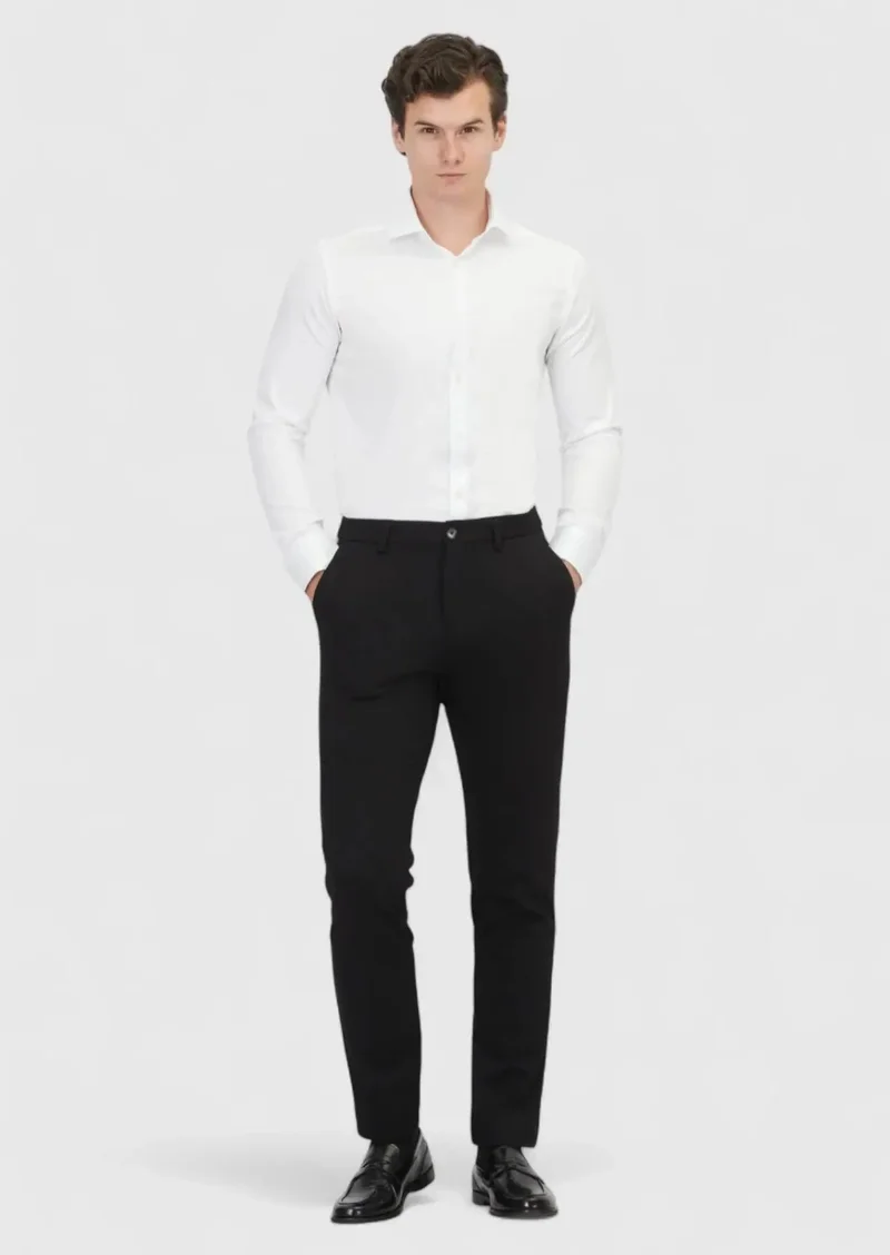 RAMSEY Black Knitting Jogging Fit Casual Trousers