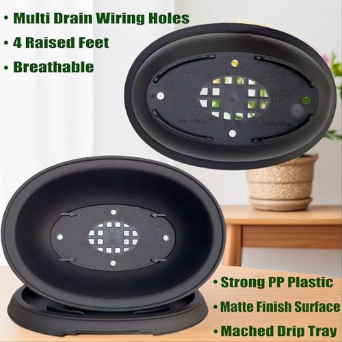 MUZHI 3 Pack Oval Bonsai Training Pot with Drainage Tray, Matte Finish Nursery Plastic Bonsai Planter with 25PCS 2inch Mesh pad (5.2" Small) - Image 3