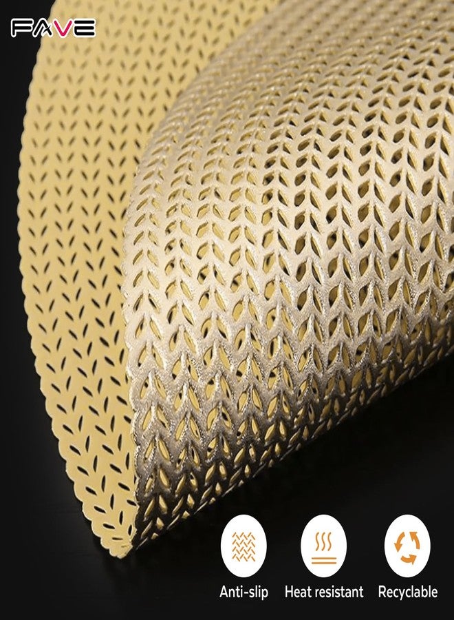 FAVE 6PCS Gold Vinyl Round Placemats, Wheat Sheaf Design 15 Inch Placemats Set of 6 Washable for Dining, Events, Banquet, Home & Daily Use (Gold Wheat,6pcs) - Image 5