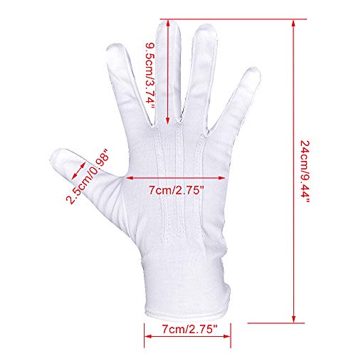 LULUSILK 1 Pair White Cotton Women Gloves for Formal Parade Marching Costume Party Dress - Image 3