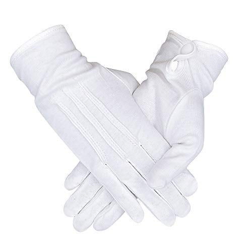 LULUSILK 1 Pair White Cotton Women Gloves for Formal Parade Marching Costume Party Dress - Image 1