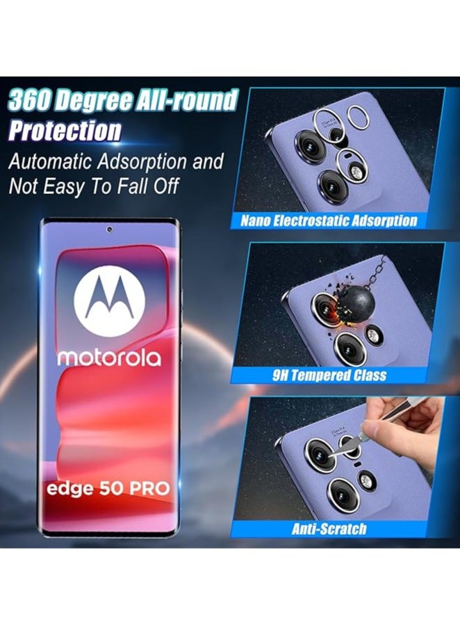 general Screen Protector for Motorola Moto Edge 50 Pro, 2 3D Tempered Glass Screen Protectors + 2 Camera Screen Protectors, 3D Tempered Glass Screen Protectors Compatible with Motorola Moto - Image 2