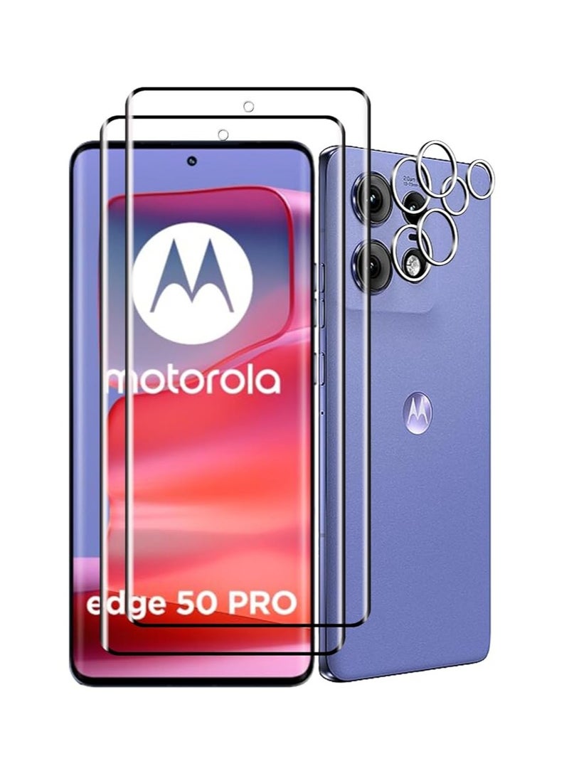 general Screen Protector for Motorola Moto Edge 50 Pro, 2 3D Tempered Glass Screen Protectors + 2 Camera Screen Protectors, 3D Tempered Glass Screen Protectors Compatible with Motorola Moto - Image 1
