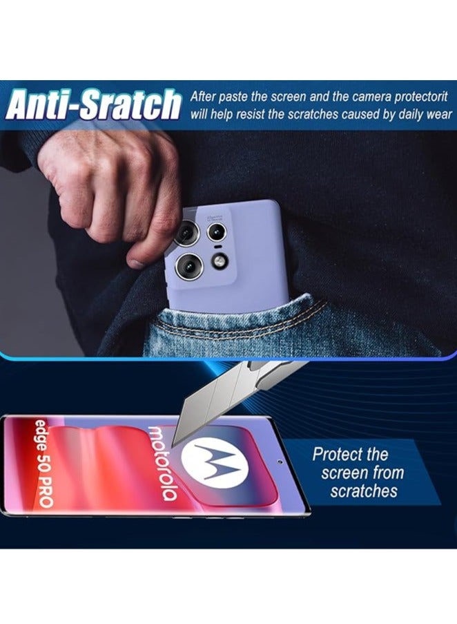 general Screen Protector for Motorola Moto Edge 50 Pro, 2 3D Tempered Glass Screen Protectors + 2 Camera Screen Protectors, 3D Tempered Glass Screen Protectors Compatible with Motorola Moto - Image 4