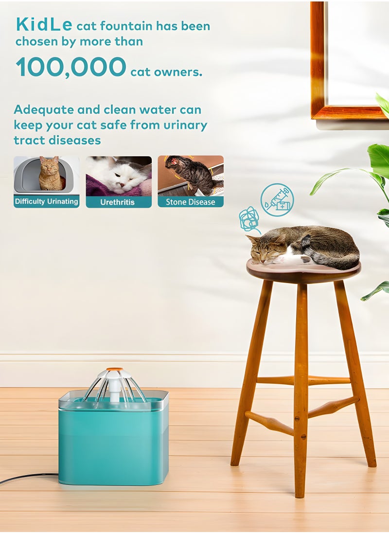MASINGAA - Automatic Pet Water Dispenser, 2L Large Capacity, Quad Filtration, Ultra-Quiet Pump, LED Water Indicator, 3 Water Flow Modes, USB Powered, Ideal for Cats and Dogs - Image 1