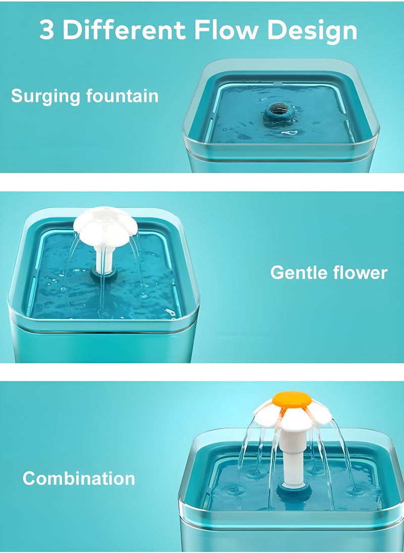 MASINGAA - Automatic Pet Water Dispenser, 2L Large Capacity, Quad Filtration, Ultra-Quiet Pump, LED Water Indicator, 3 Water Flow Modes, USB Powered, Ideal for Cats and Dogs - Image 1