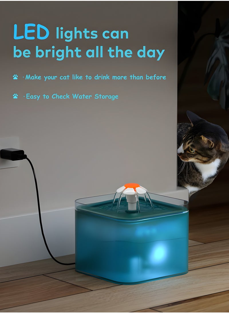 MASINGAA - Automatic Pet Water Dispenser, 2L Large Capacity, Quad Filtration, Ultra-Quiet Pump, LED Water Indicator, 3 Water Flow Modes, USB Powered, Ideal for Cats and Dogs - Image 1