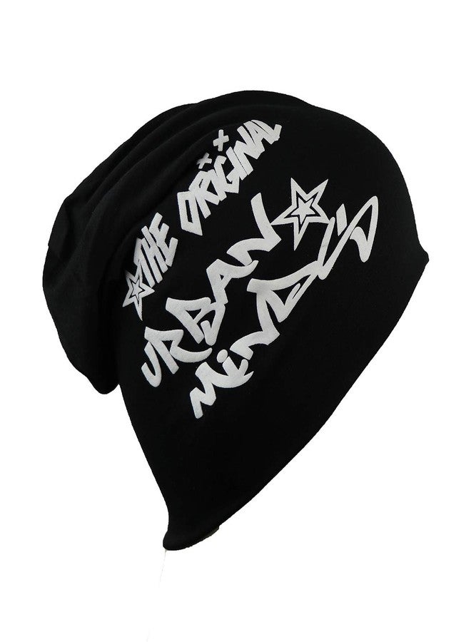 iSWEVEN Baggy Skull Cap Thin Cotton Stretch Beanie Summer Sprort Hat Chemo Cap for Women Men Black - Image 1