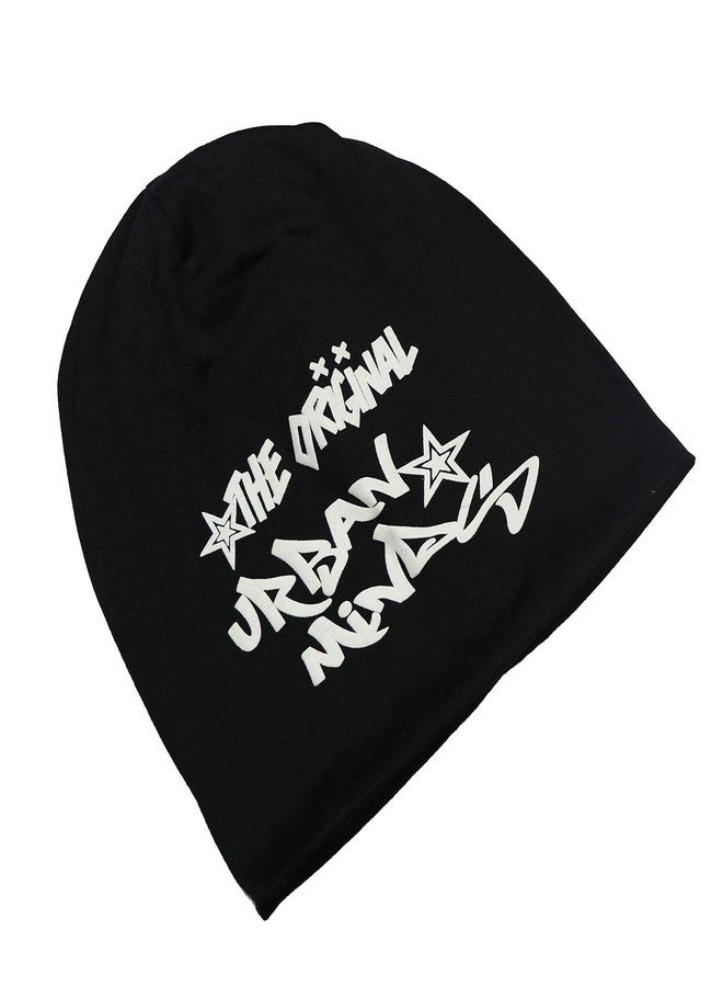 iSWEVEN Baggy Skull Cap Thin Cotton Stretch Beanie Summer Sprort Hat Chemo Cap for Women Men Black - Image 4