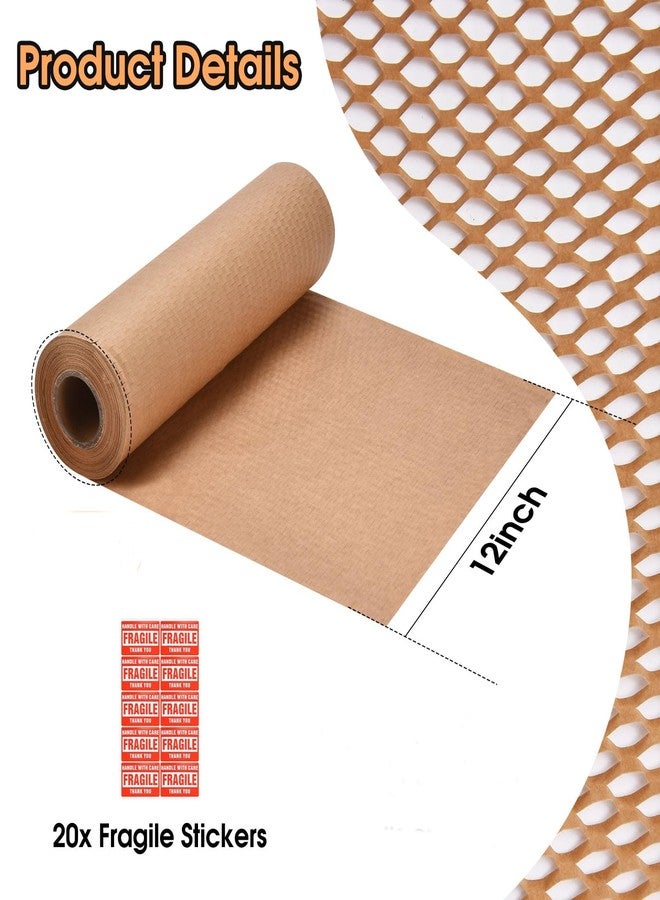 Pacific Mailer Honeycomb Packing Paper Pacific Mailer 12" x 65' Moving Paper Bubble Cushioning Wrap with 20 Fragile Sticker Labels - Image 2