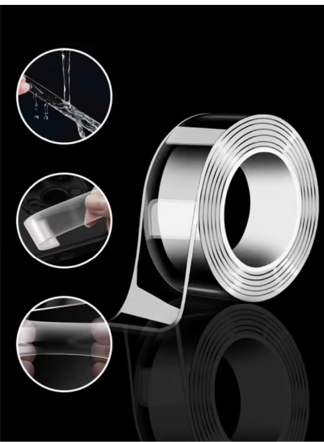Joybos Sided Tape Heavy Duty Traceless Removable Washable Nano Tape Gel Grip Tape, Reusable & Traceless for Home, Office, and DIY Projects, Reusable Strong Sticky Adhesive Transparent Mounting Tapes, Heavy-Duty Double-Sided Nano Tape - 3 Meters - Image 1